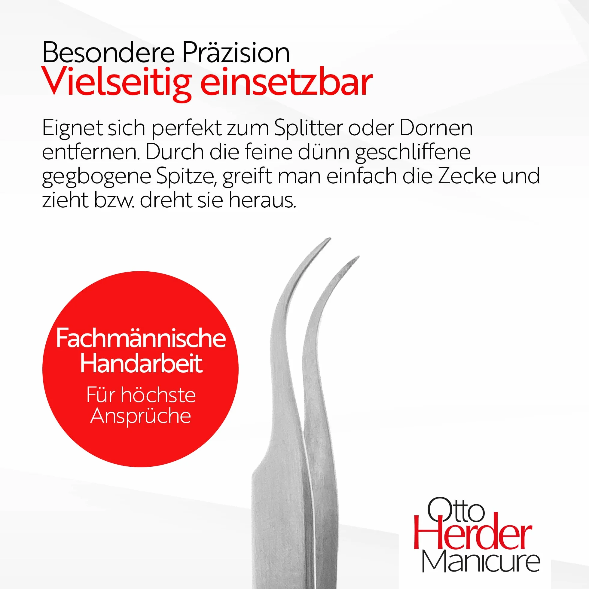 OTTO HERDER Pince à tiques acier inoxydable 11,5 cm pointe incurvée