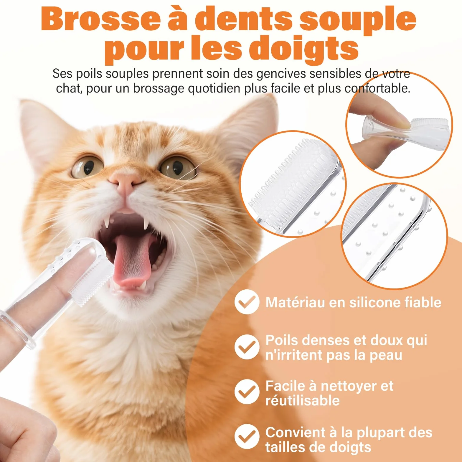 UNEK Kit de soins dentaires pour chat dentifrice enzymatique 30 g saumon brosse à dents brosse à doigts