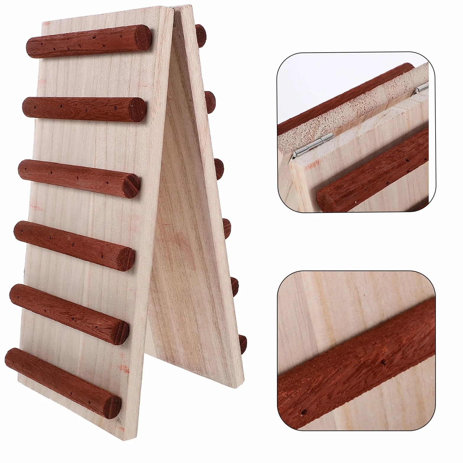 SHINEOFI Échelle en Bois pour Petits Animaux Matériau Naturel et Sûr, pour Cage, Favorisant Exercice et Jeu sans Bavure, Couleur Kaki