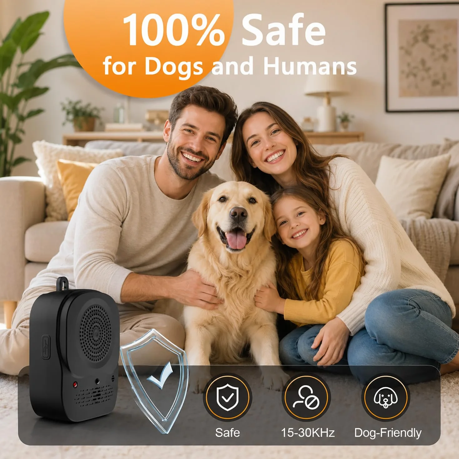 Anti-Aboiement pour Chien Automatique Ultrason 4 Modes IP45 Étanche Rechargeable