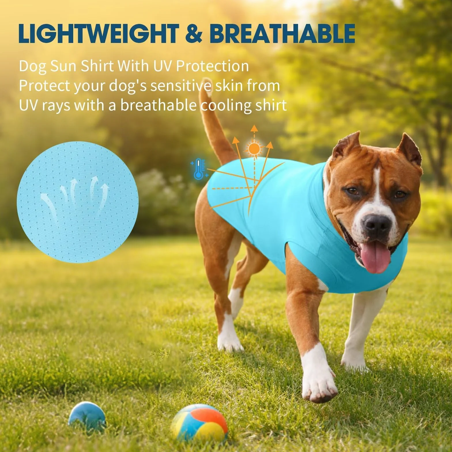 Lot de 2 t-shirts rafraîchissants pour chiens grande taille, protection UV UPF50+, séchage rapide, léger, pour randonnée plage voyage