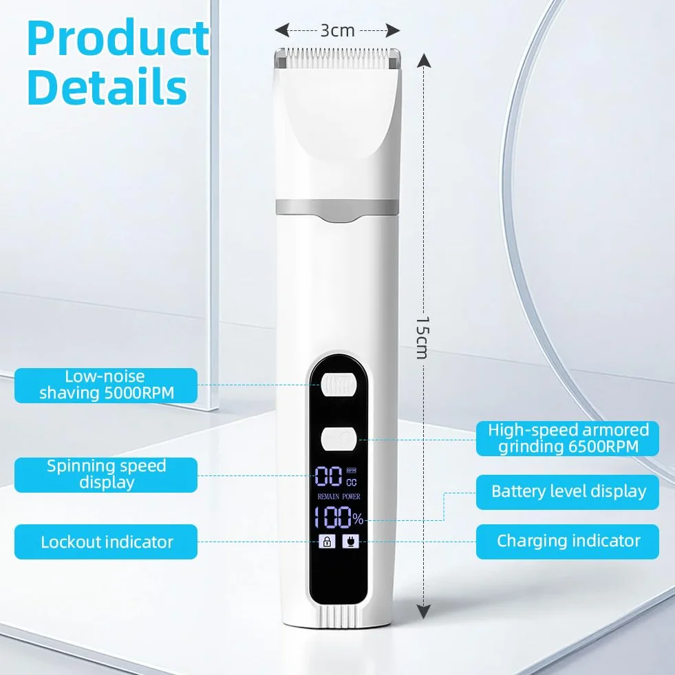 Tondeuse Chat Chien 4 en 1 Silencieuse USB-C avec écran LCD Professionnel