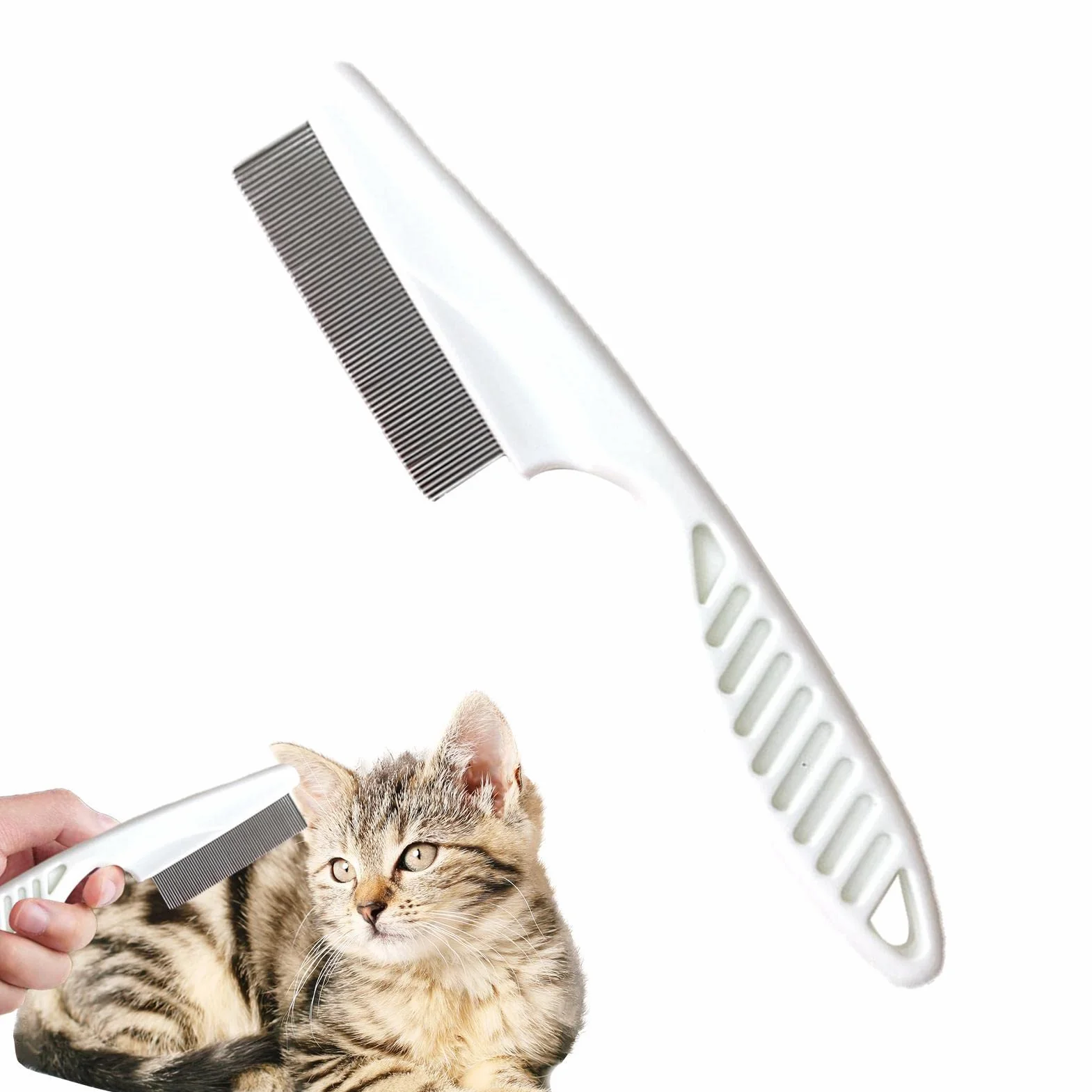 Brosse à puces pour chien Peigne anti-puces et tiques avec poignée épaissie