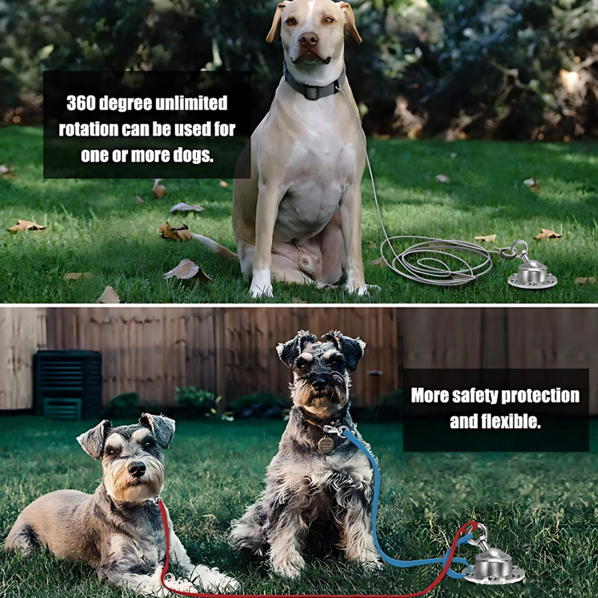 Boulon Antirouille Robuste Pivotant à 360 °, Chaîne d'Ancrage Pour Chien Et Chat, Ensemble De Fixation De Piquet De Sol Extérieur, Assorti De 6 Clous Longs, Sécurité Solide, Pour Extérieur, Cour