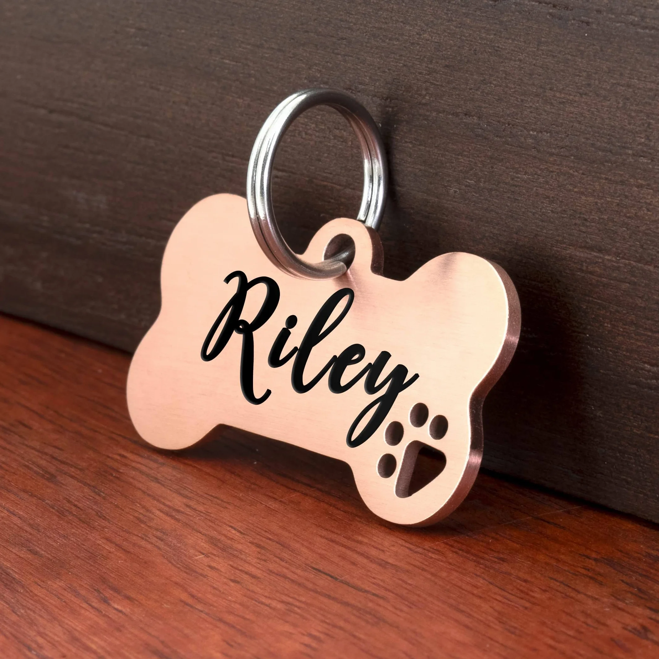 Médaille chien en acier inoxydable personnalisable avec gravure nom et téléphone, plaque identification os