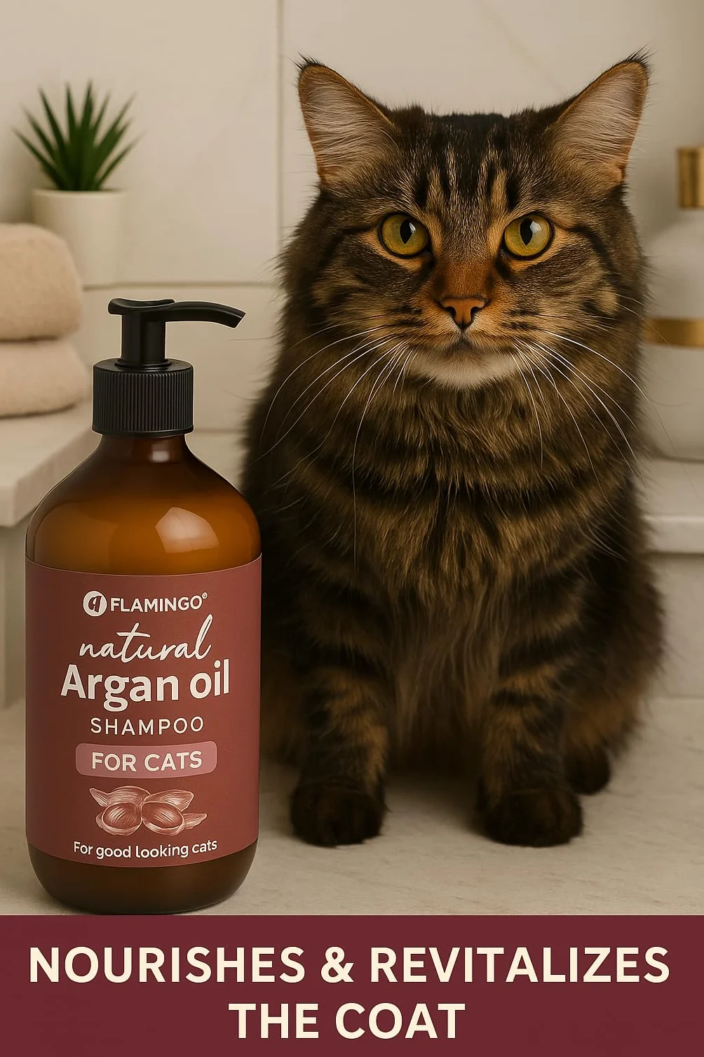 Flamingo Shampooing Naturel pour Chats 500 ML Hydratant Soins pour le Pelage