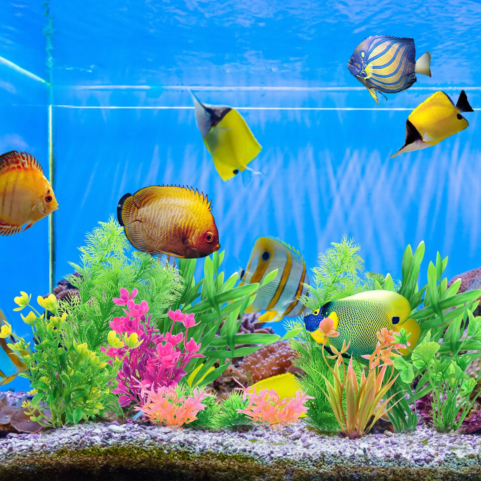 Aquarium Decoration Plante, 11 Pièces Vert Plantes Artificielle pour Aquarium et Terrarium