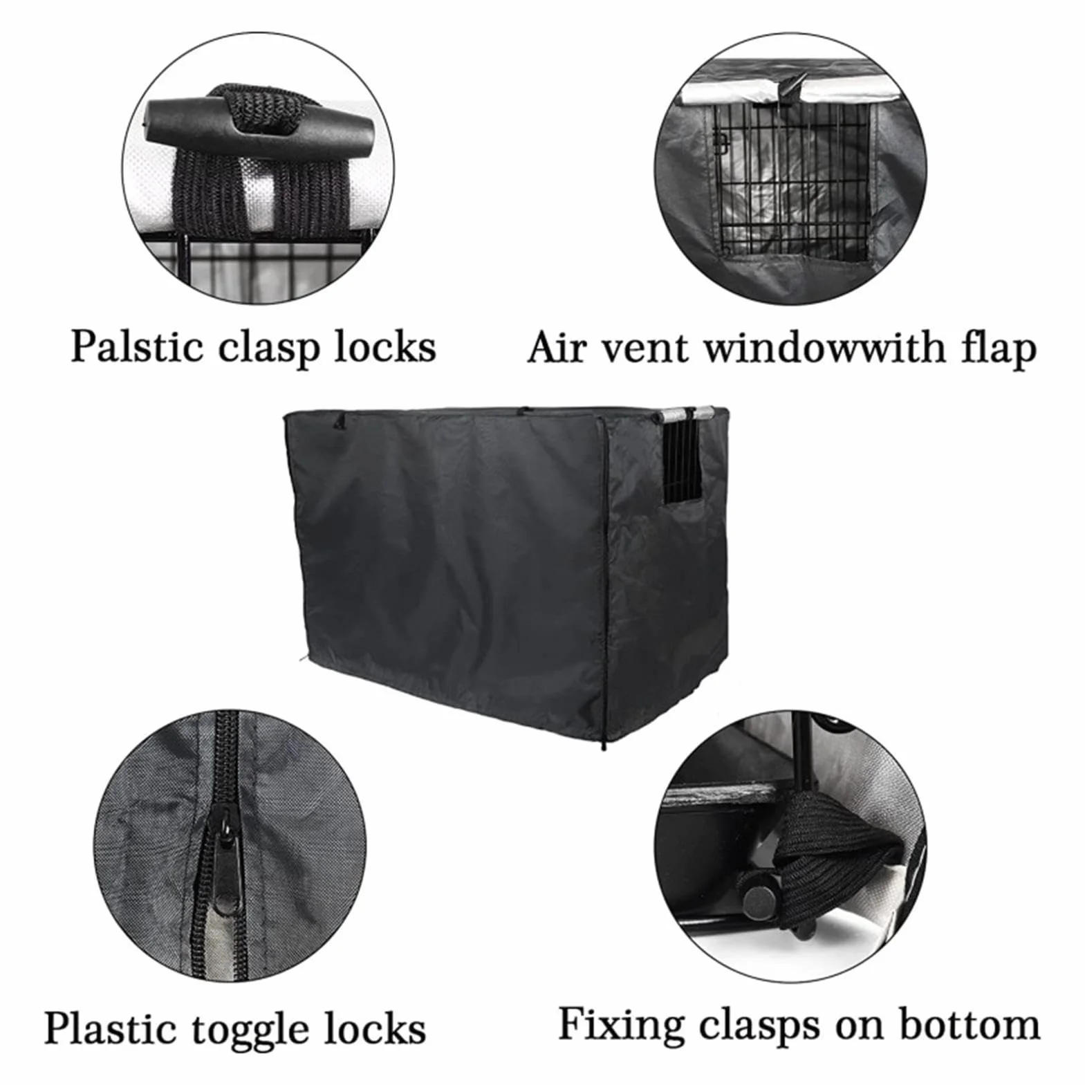 Housse de niche pour chien en tissu enduit d'argent double porte imperméable anti-UV avec fenêtre d'aération extérieur