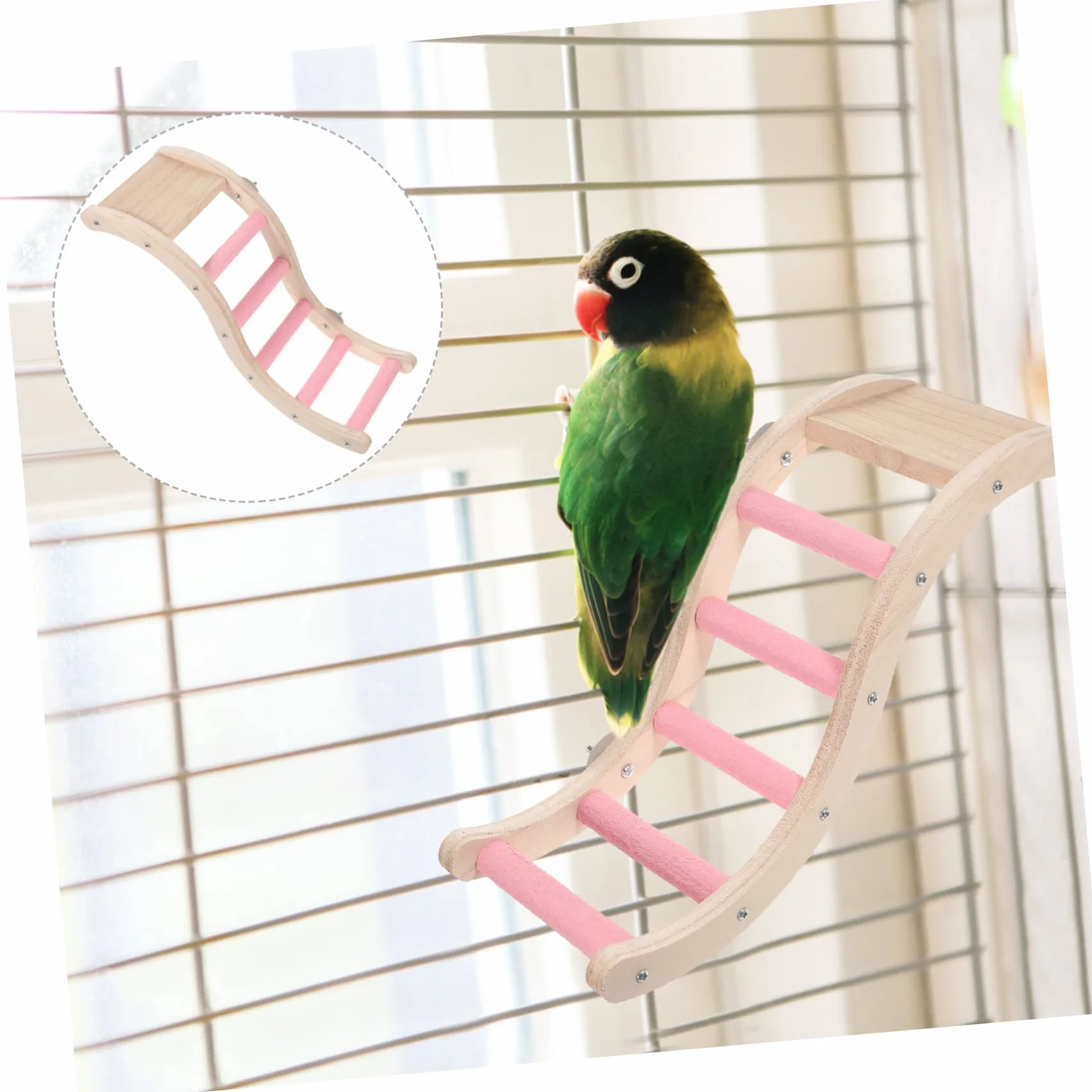 Échelle Cage à Oiseaux Plastique Rose Jouet Escalade Mâcher Perruches