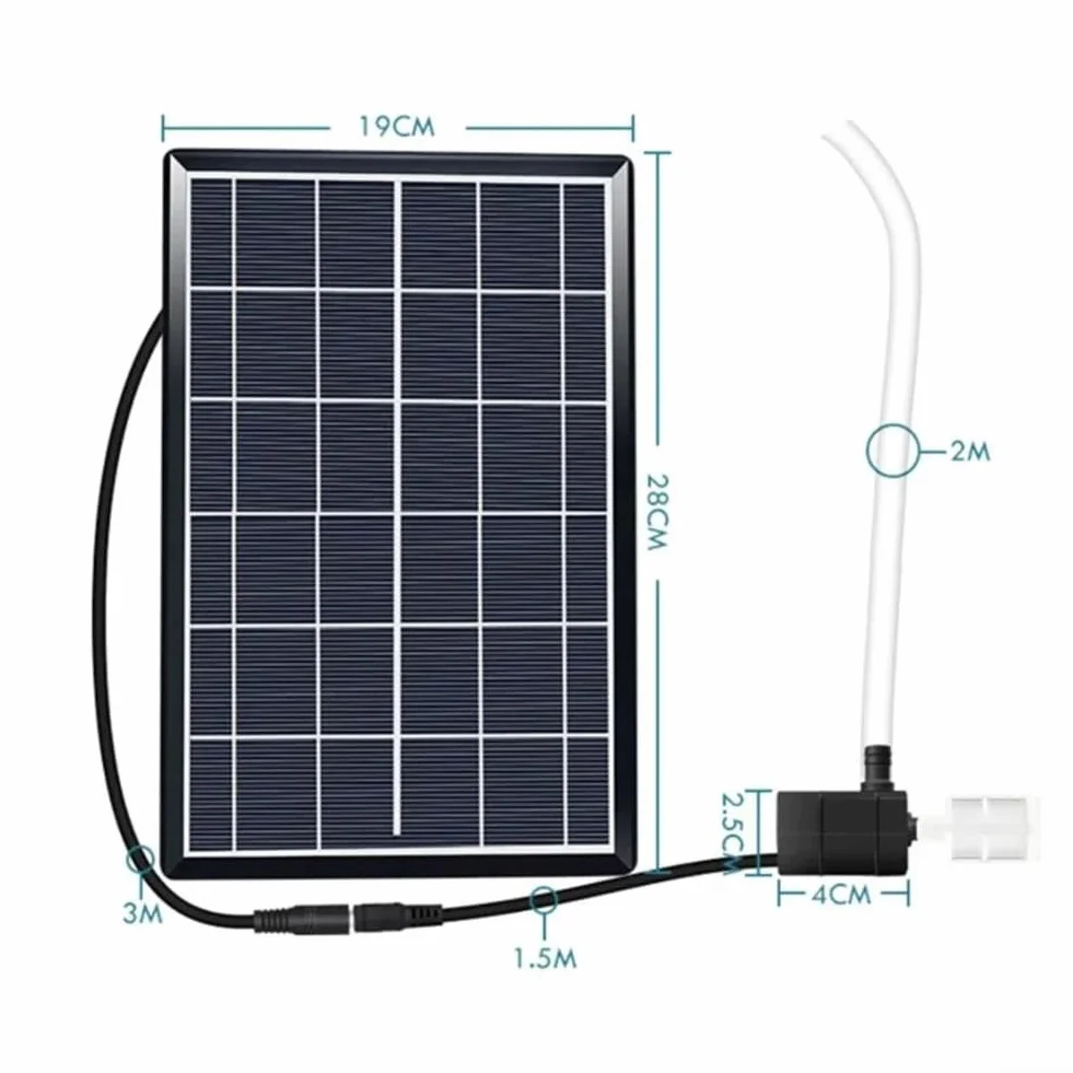 HpLive Pompe solaire pour étang 6W 9V 240L/h 2,5M