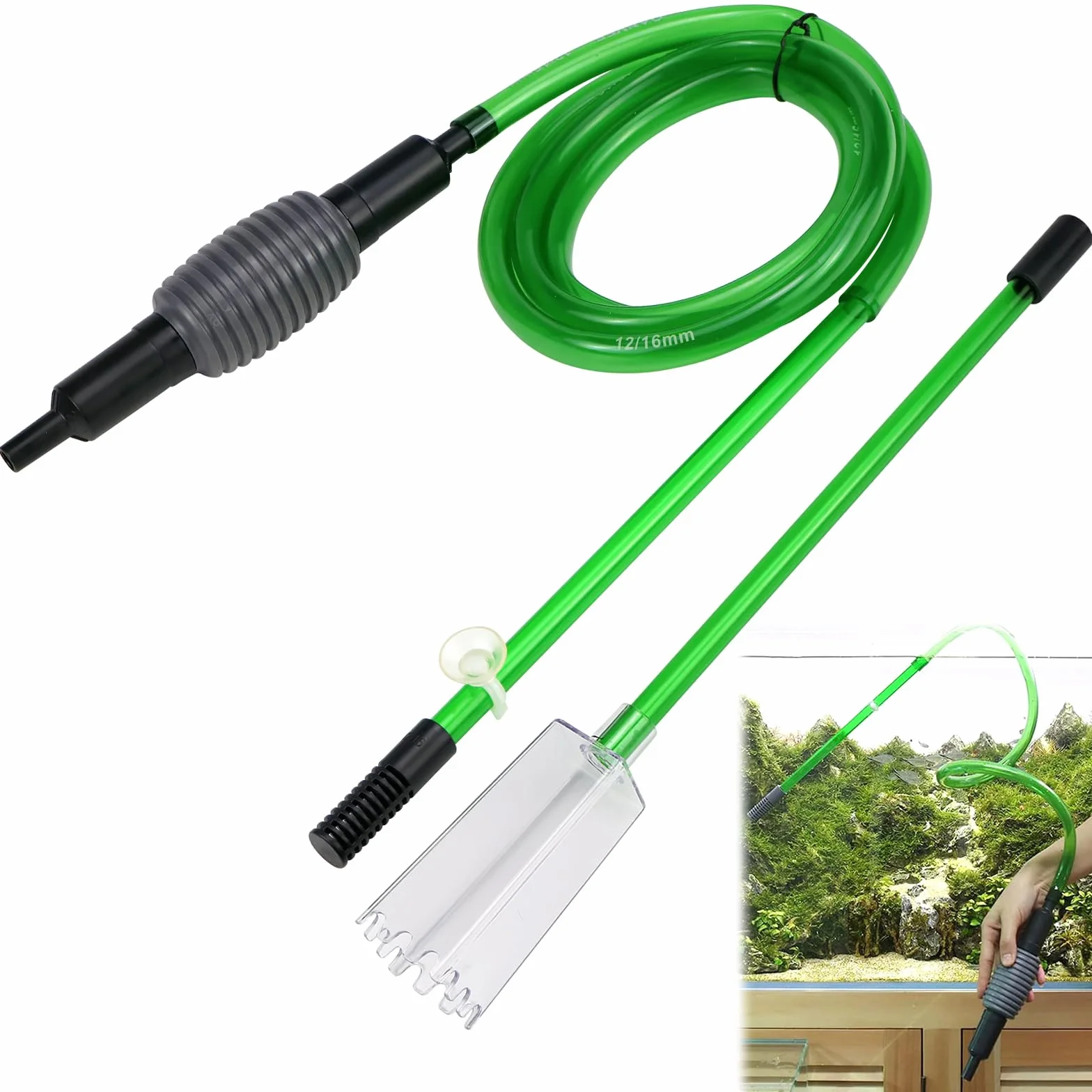 LPZMPZ Aspirateur Aquarium, Siphon Nettoyage Gravier avec Pompe pour Changement d'Eau