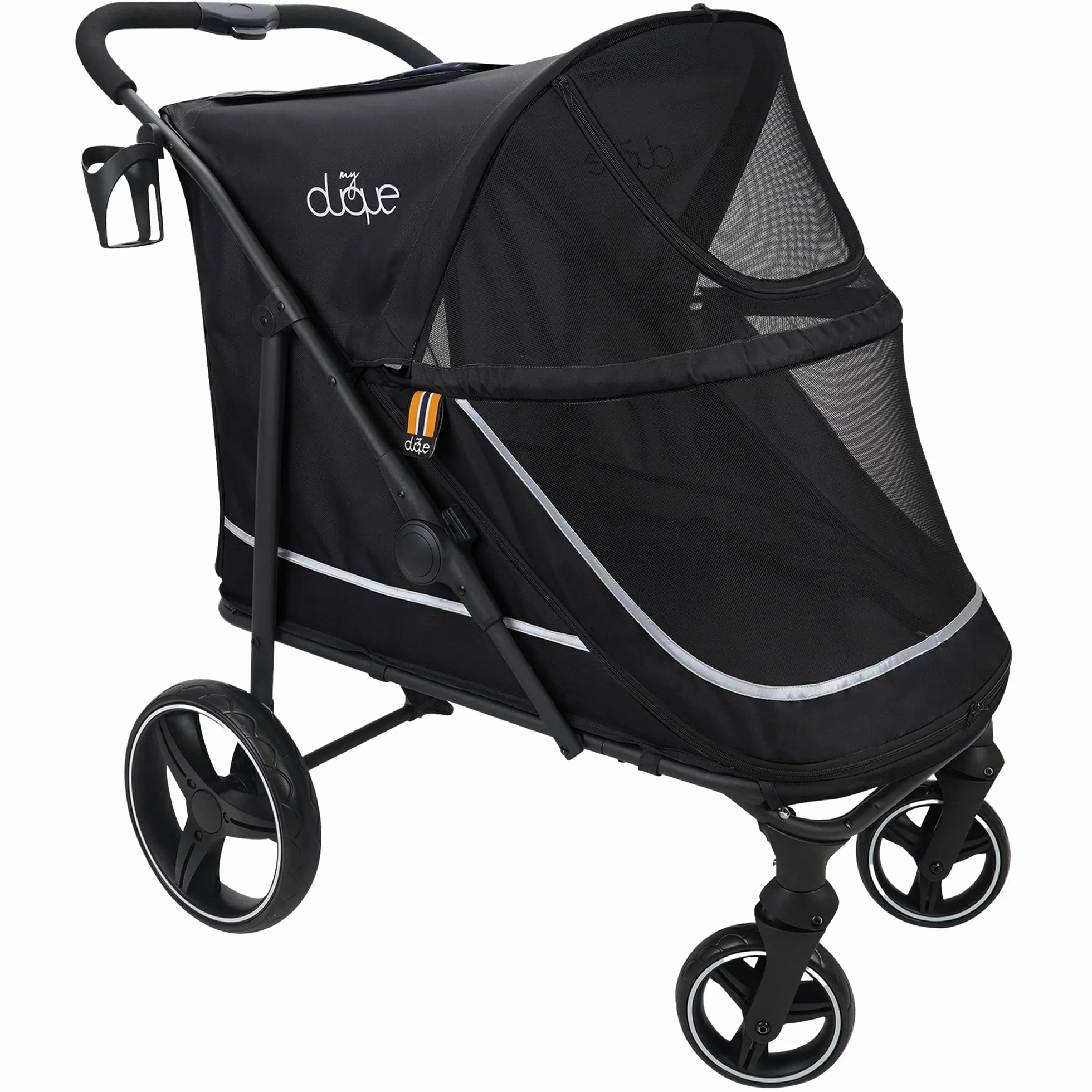 DUQUE Poussette pour Animaux CHAMP Pliante 50 kg Noir avec Housse de Pluie