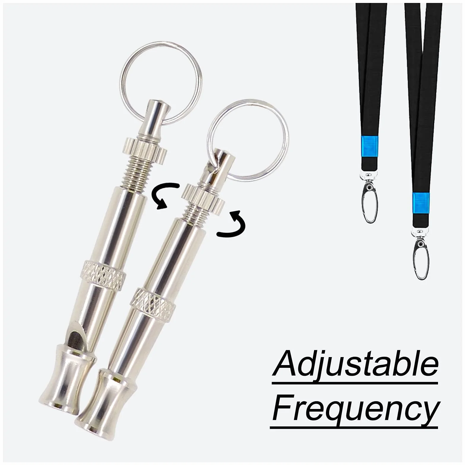 Sifflet pour Chien en Acier Inoxydable à fréquence réglable Andiker 2 Pcs avec lanière