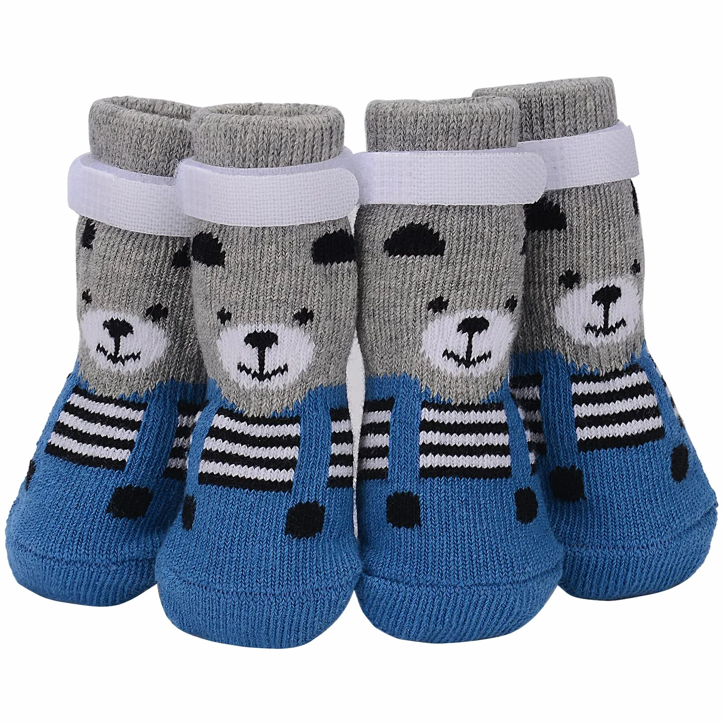 PETLOFT Chaussettes antidérapantes 4 pièces pour Chiens Grands et Petits Gris M