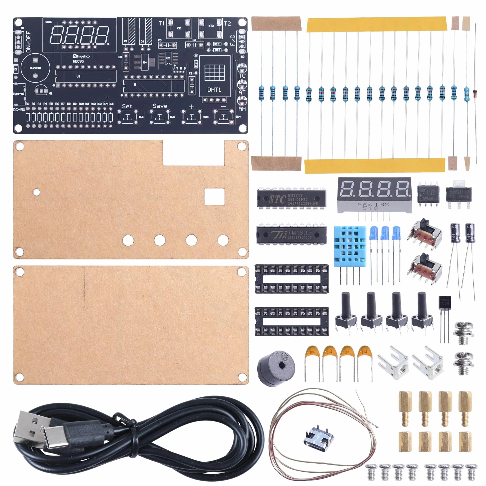 Thermomètre hygromètre à souder DIY DC 4,5 V-5 V -50 ℃ ~ 450 ℃ thermocouple numérique de type K Mini thermo-hygromètre électronique Kit de construction pour bureau, garage ou serre formation