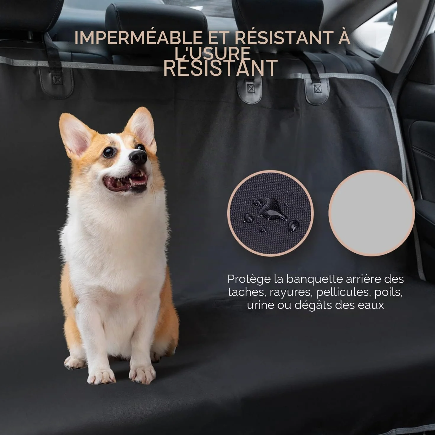 Nobleza Housses de sièges pour Chiens pour véhicules, Housses de siège de Voiture arrière en Tissu Oxford imperméable résistant aux rayures antidérapantes