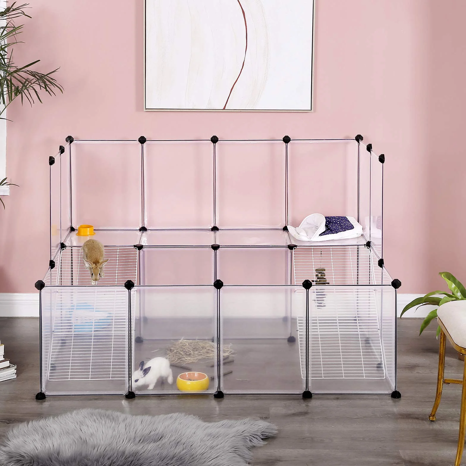 SONGMICS Enclos pour Petit Animal, clôture modulable, Blanc