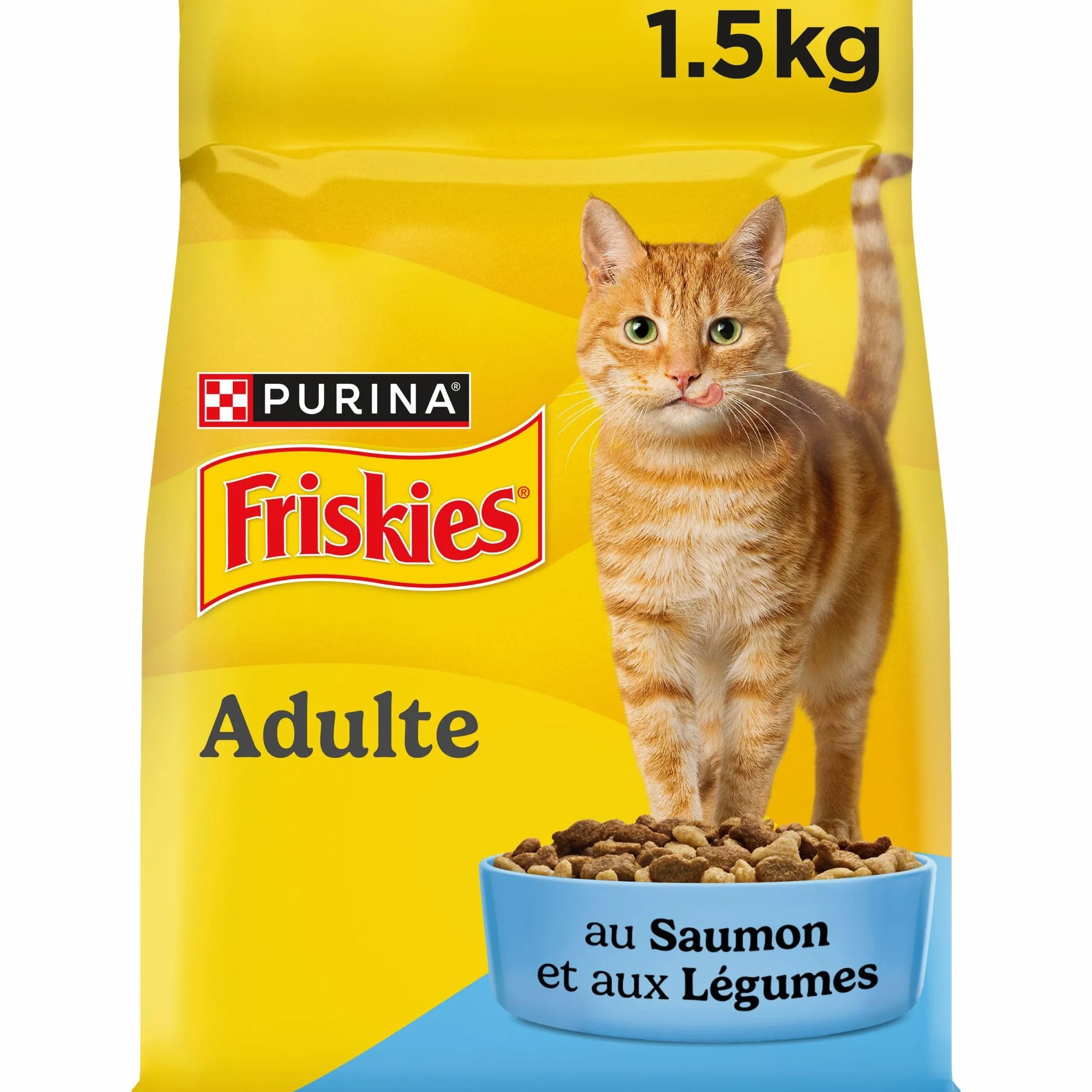 FRISKIES Chat Croquettes complètes pour Chats Adultes Saumon Légumes 1,5 kg