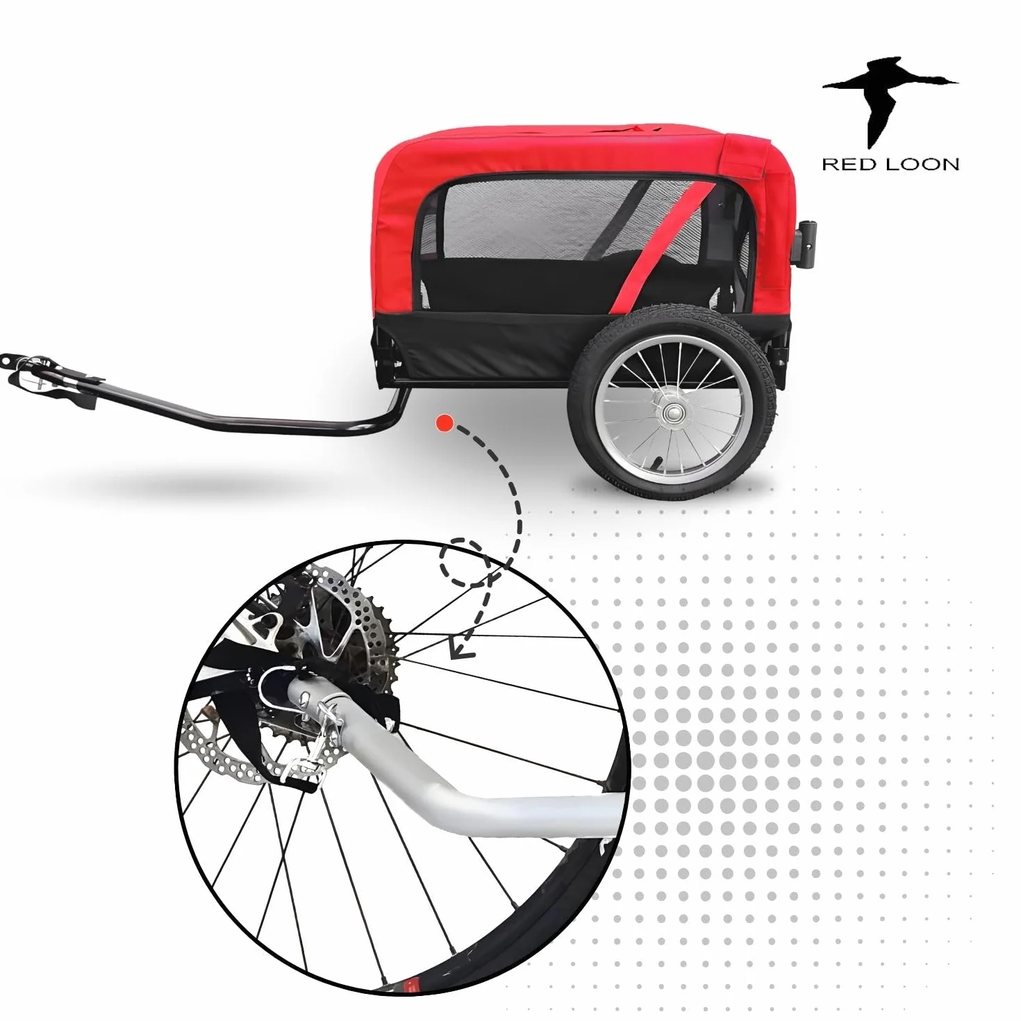 Red Loon Remorque pour chien Mini - Remorque vélo jogger rouge 20kg capacité, attelage universel protection