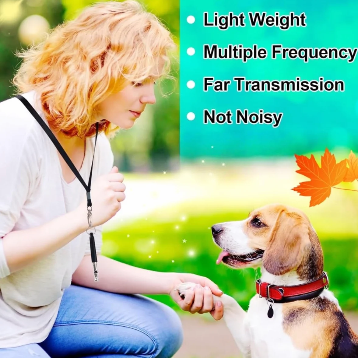 Sifflet à Ultrasons pour Chien Silencieux 2 Pièces Anti Aboiement Haute Fréquence Réglable avec Lanière Dressage Rappel