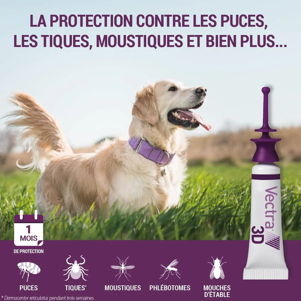 Vectra 3D Solution Spot-on pour Chiens 25-40 kg - 3 Pipettes