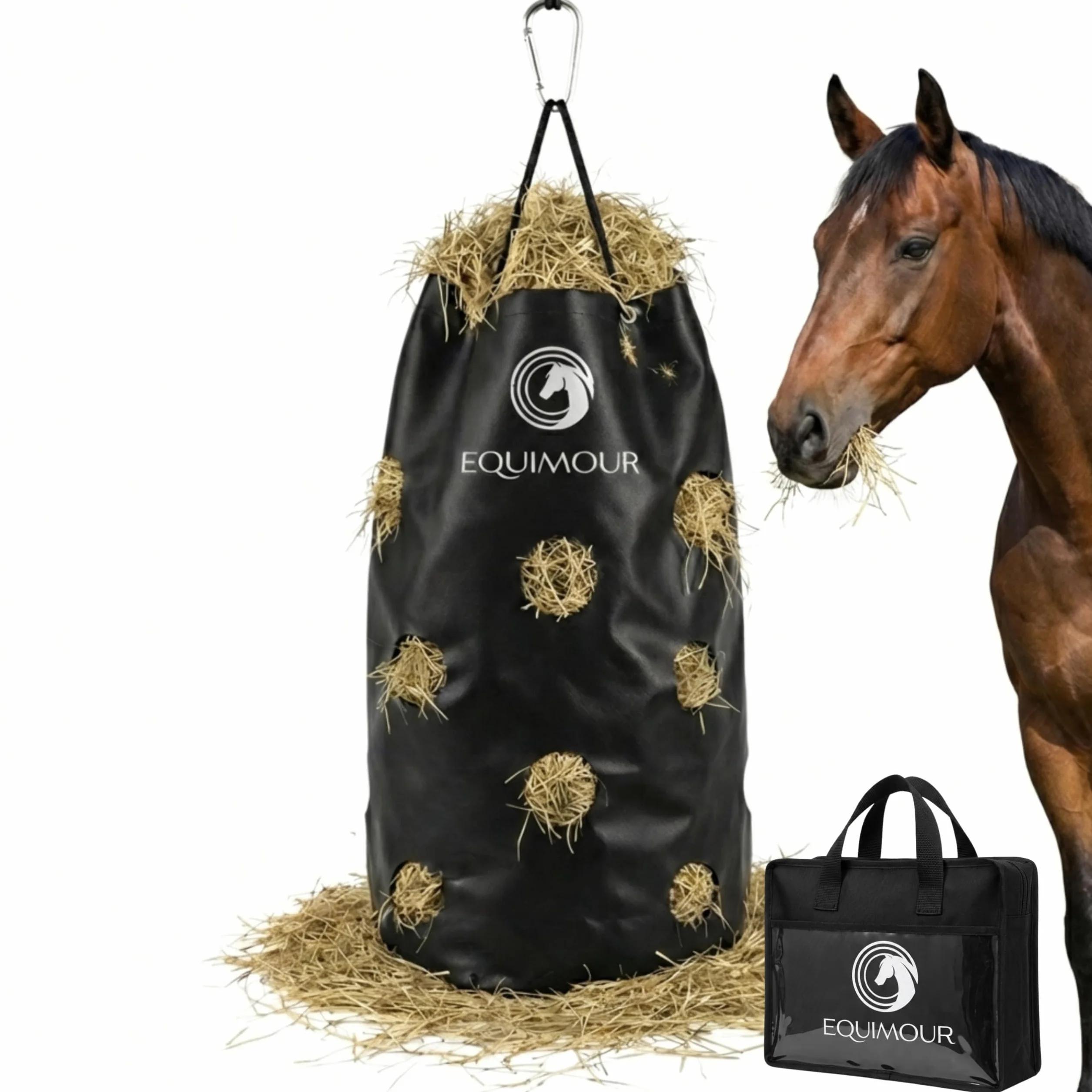 Hay Bag Sac à foin 195 l - Filet à foin pour chevaux Slow Feeder - Résistant aux intempéries