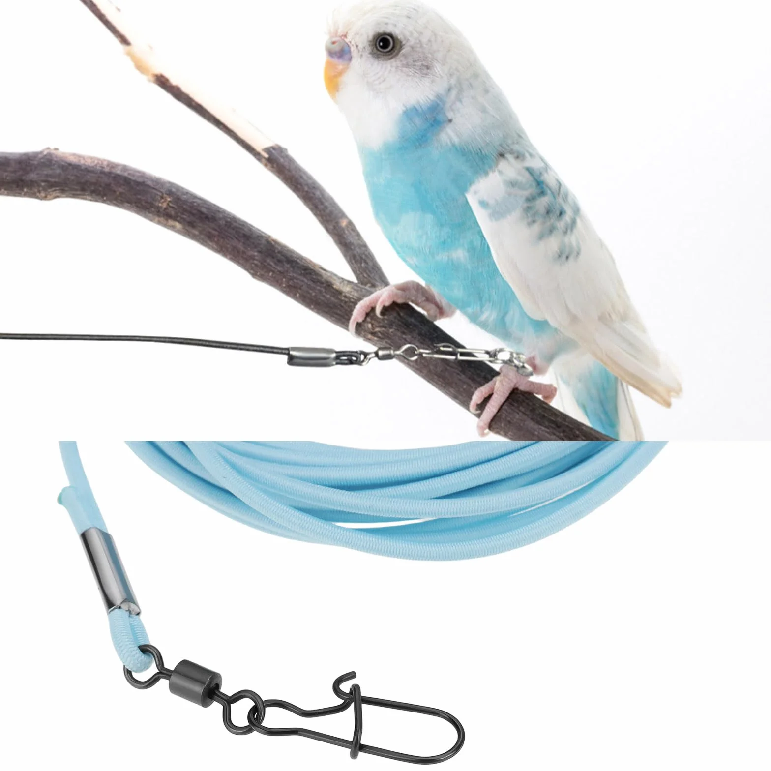 Harnais pour oiseaux avec anneau 4 # Bleu 3 m