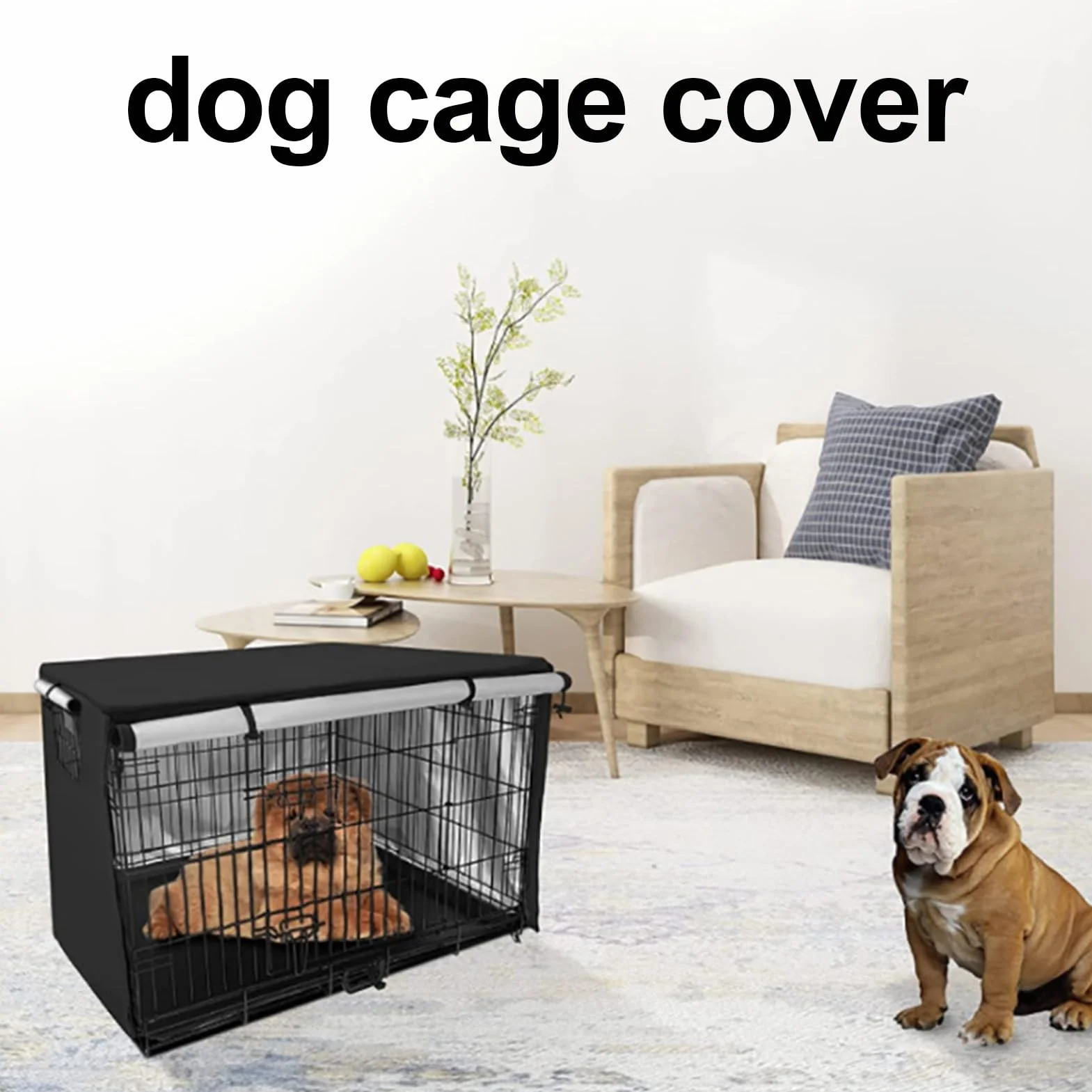Bache Cage Chien Imperméable Respirante en Polyester, Housse de Niche pour Animaux