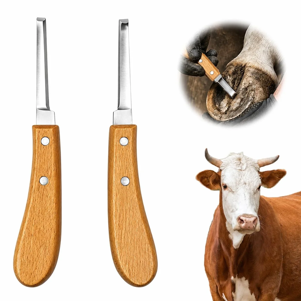 2PCS Rénette Professionnelle à Lame Double, Couteau à Sabot Haute Résistance Plus Aiguisé, Couteau à Sabot Pointu, Outil De Couteau De Sabot Durable pour Bétail, Cheval, Bovin