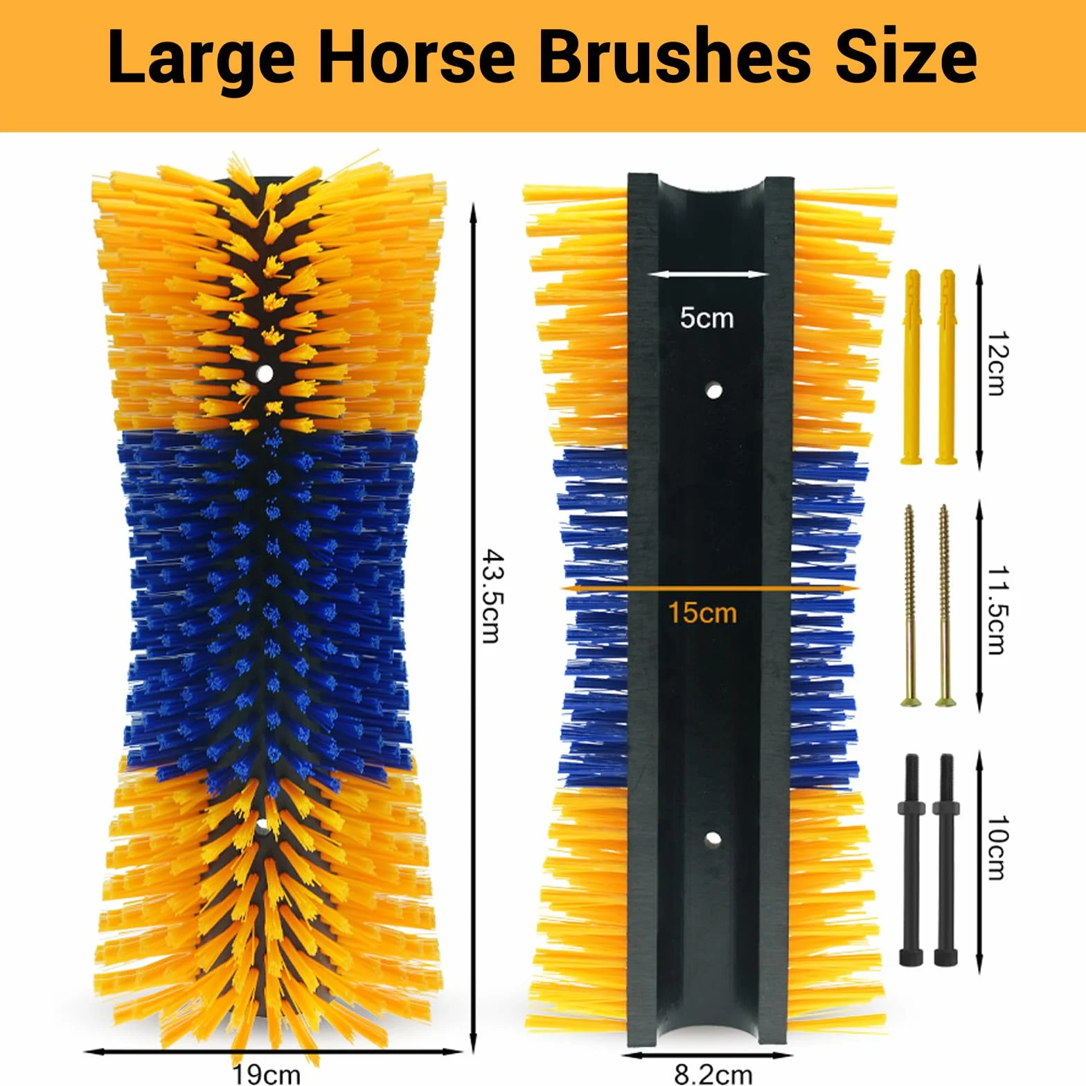 Brosses à gratter pour cheval lot de 2 - demi-cercle, toilettage complet avec vis pour animaux de ferme