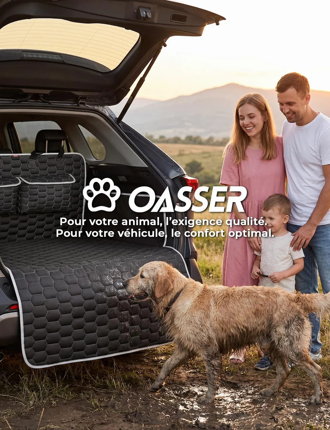 Oasser Housse de Protection Coffre Voiture Chien Imperméable Antidérapant 185x102cm