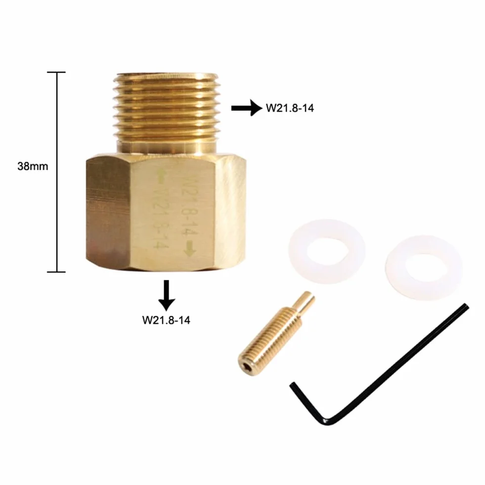 Adaptateur Convertisseur Réservoir Cylindre CO2 W21.8-14 Laiton Couleur Cuivre avec Valve RPV pour Aquarium Fish Tank