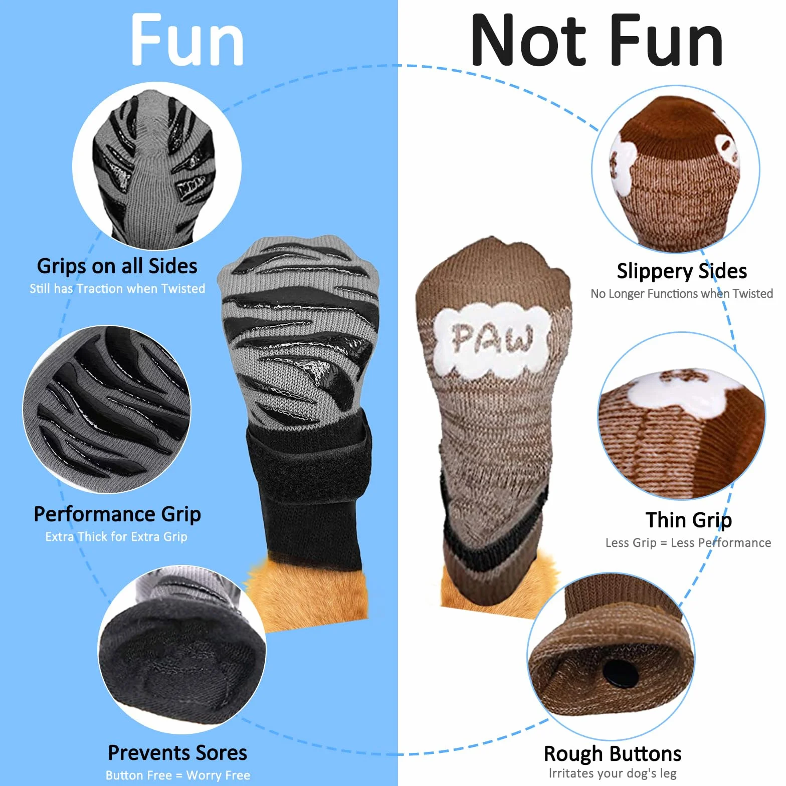 Chaussettes Antidérapantes pour Chien, Chaussettes pour Trottoirs Chauds/Froids, Protège-Pattes pour éviter Le léchage et Le Glissement pour Les Chiens De Taille Moyenne Et Grande (L)