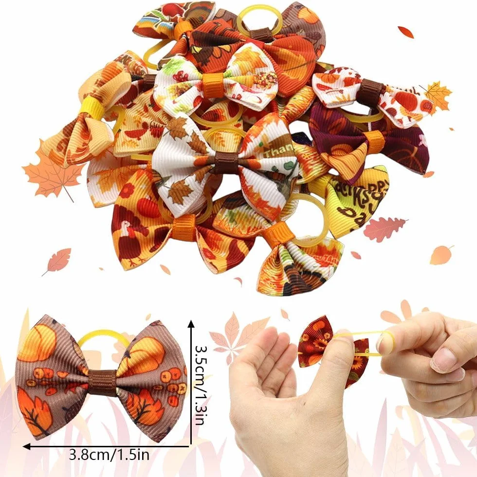 Nœuds à cheveux pour chien Yorkshire Lot de 20/10 paires élastiques en caoutchouc Accessoires toilettage orange