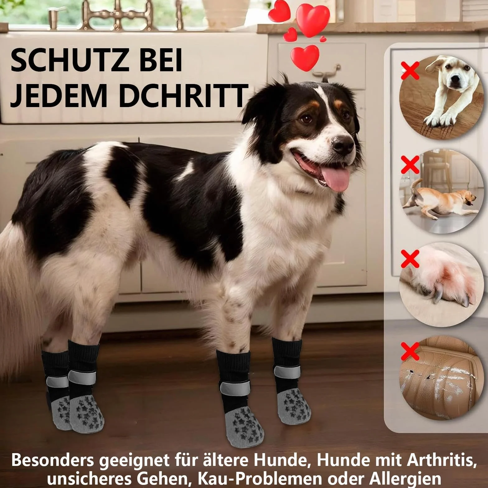 Chaussettes antidérapantes pour chien lot de 2 - Protection pattes chaleur fermeture réglable bande réfléchissante