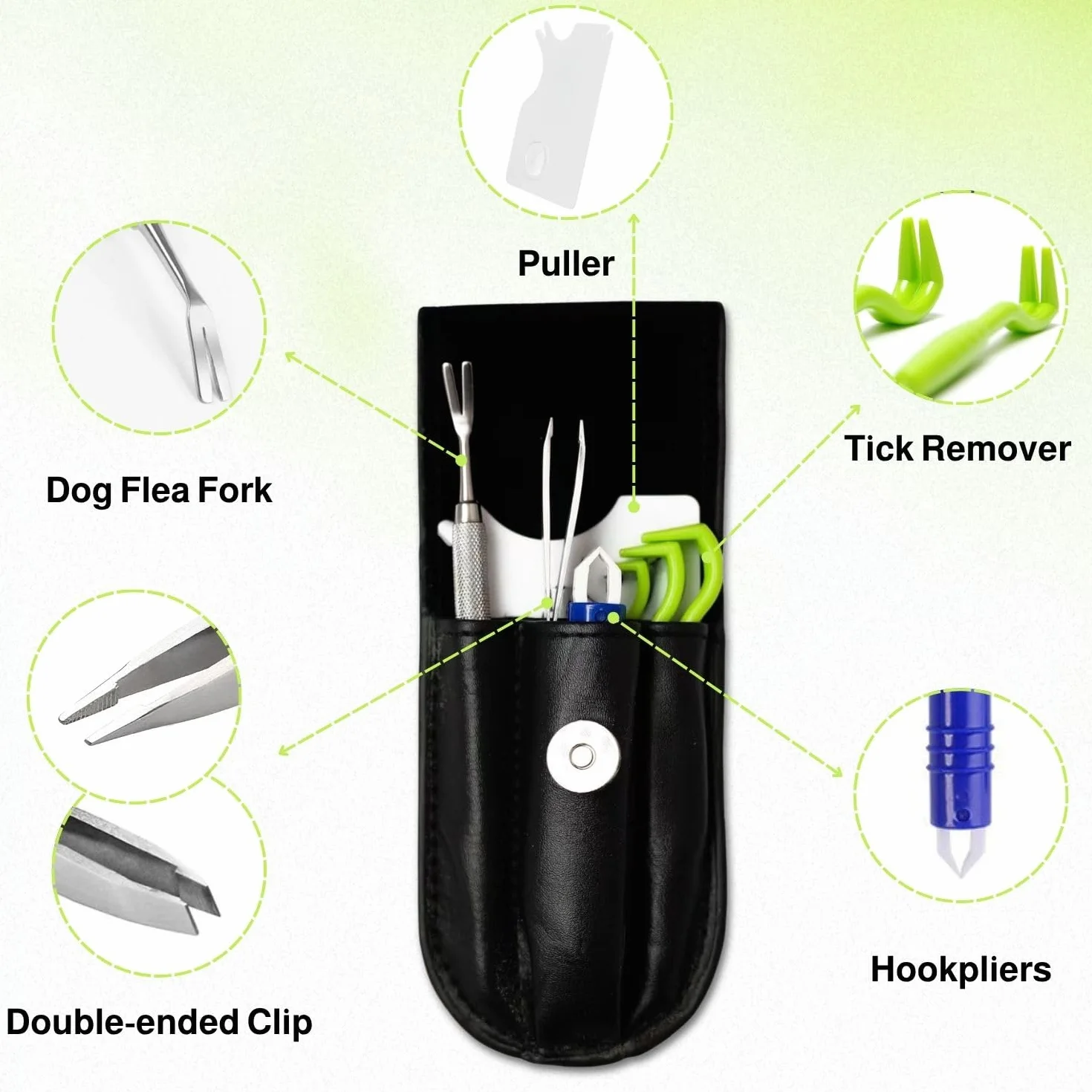 Pince à tiques kit 7 en 1 avec étui pour humains, chiens, chats