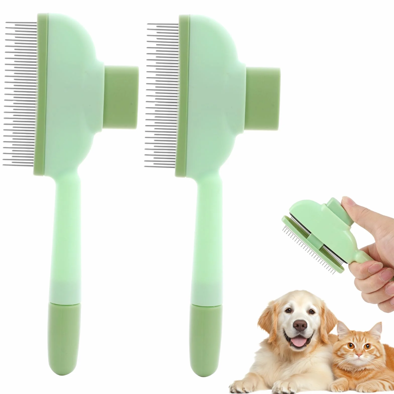 Brosse pour Chat Métal Dents Arrondies Peigne Anti Puces Toilettage Poil Court