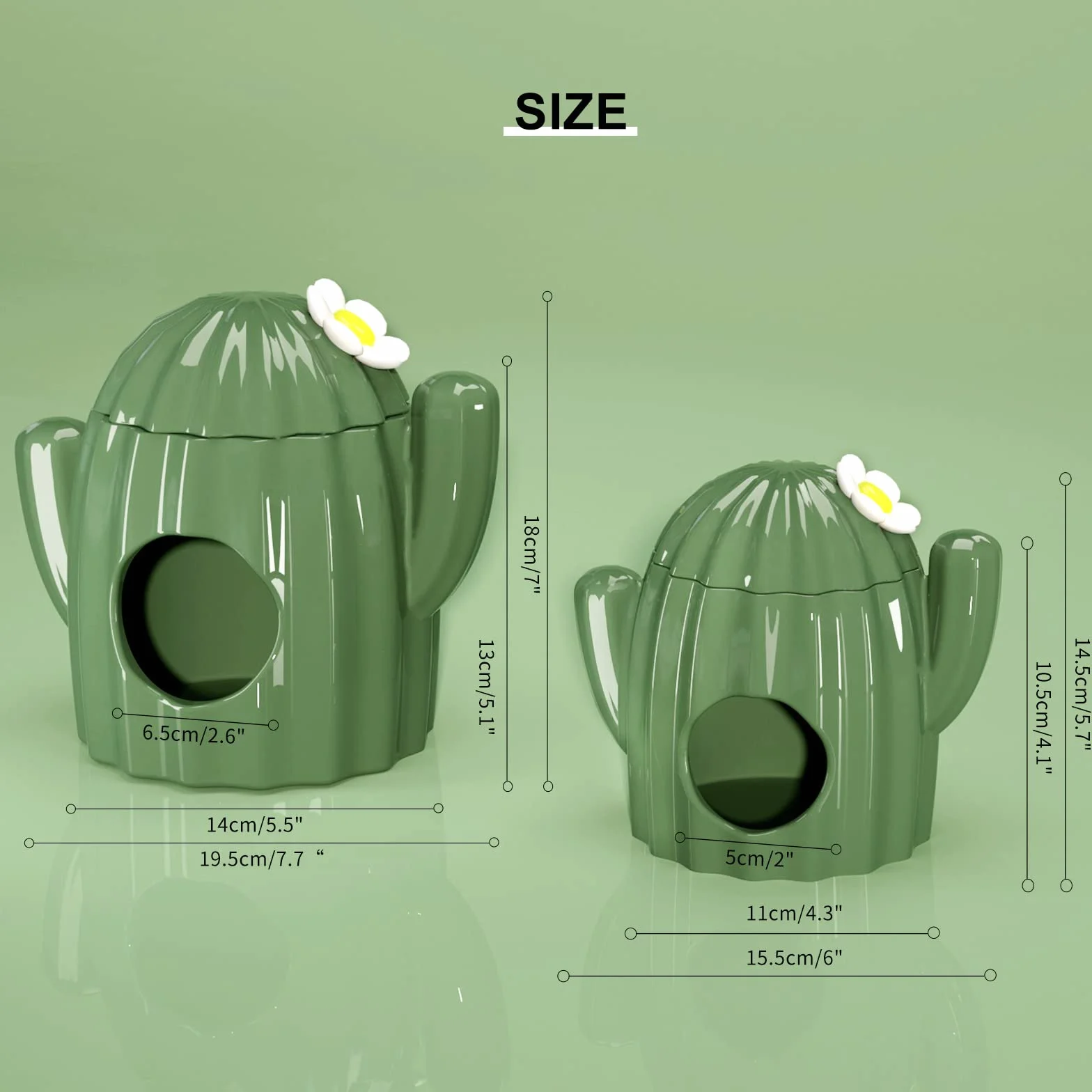 BUCATSTATE Maison de Hamster en Céramique – Cachette et Habitats de Hamster en Forme de Cactus Idéal pour Nain Gerbille Souris Ours Doré