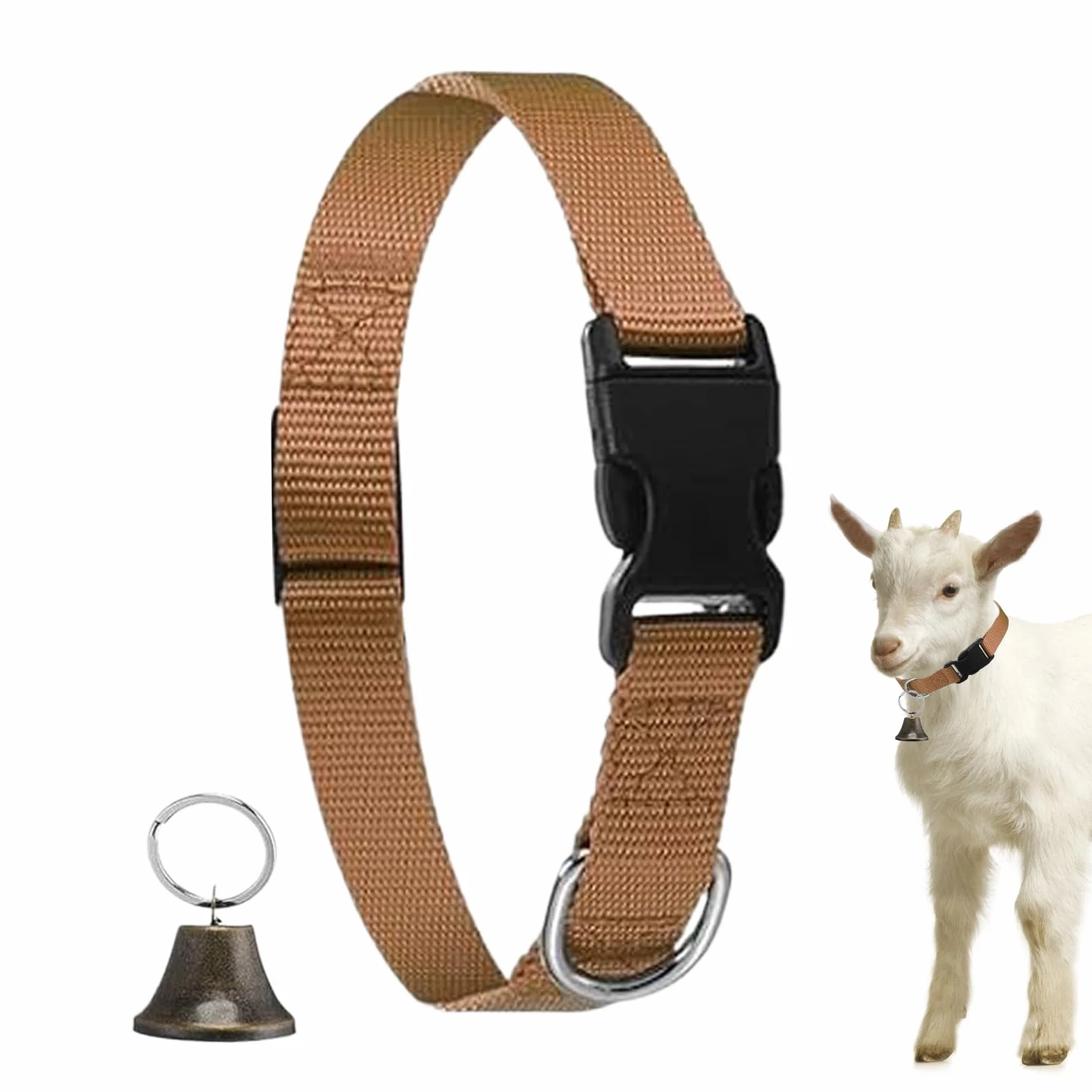 Collier Cloche pour Vache,Collier Réglable en Nylon avec Sonnette | Accessoires pour Animaux De Compagnie À Boucle À Dégagement Rapide Et Son Clair pour Cou De Petits Animaux Bovins Ovins