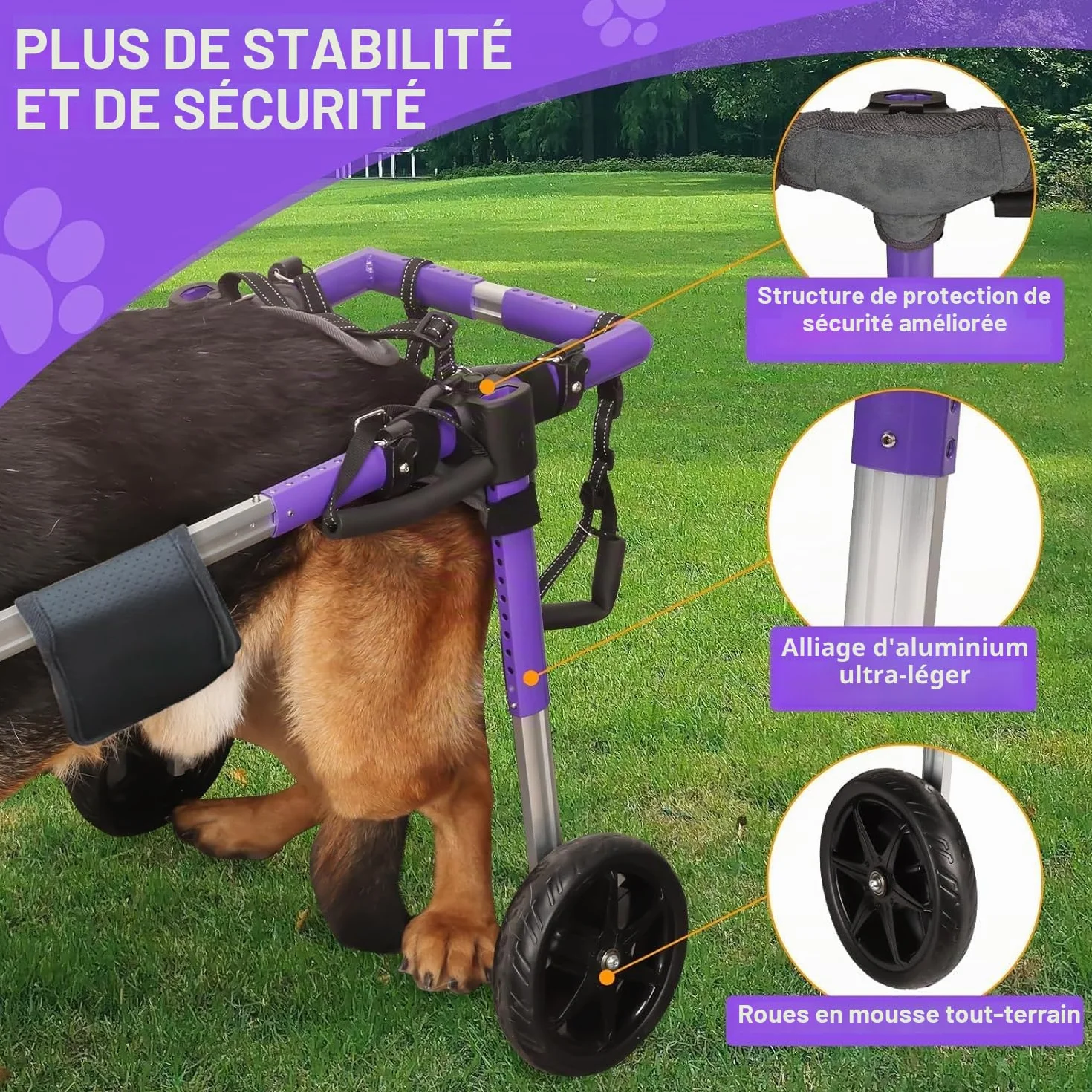 Fauteuil roulant pour chien pour pattes arrière - Fauteuil roulant pour chien
