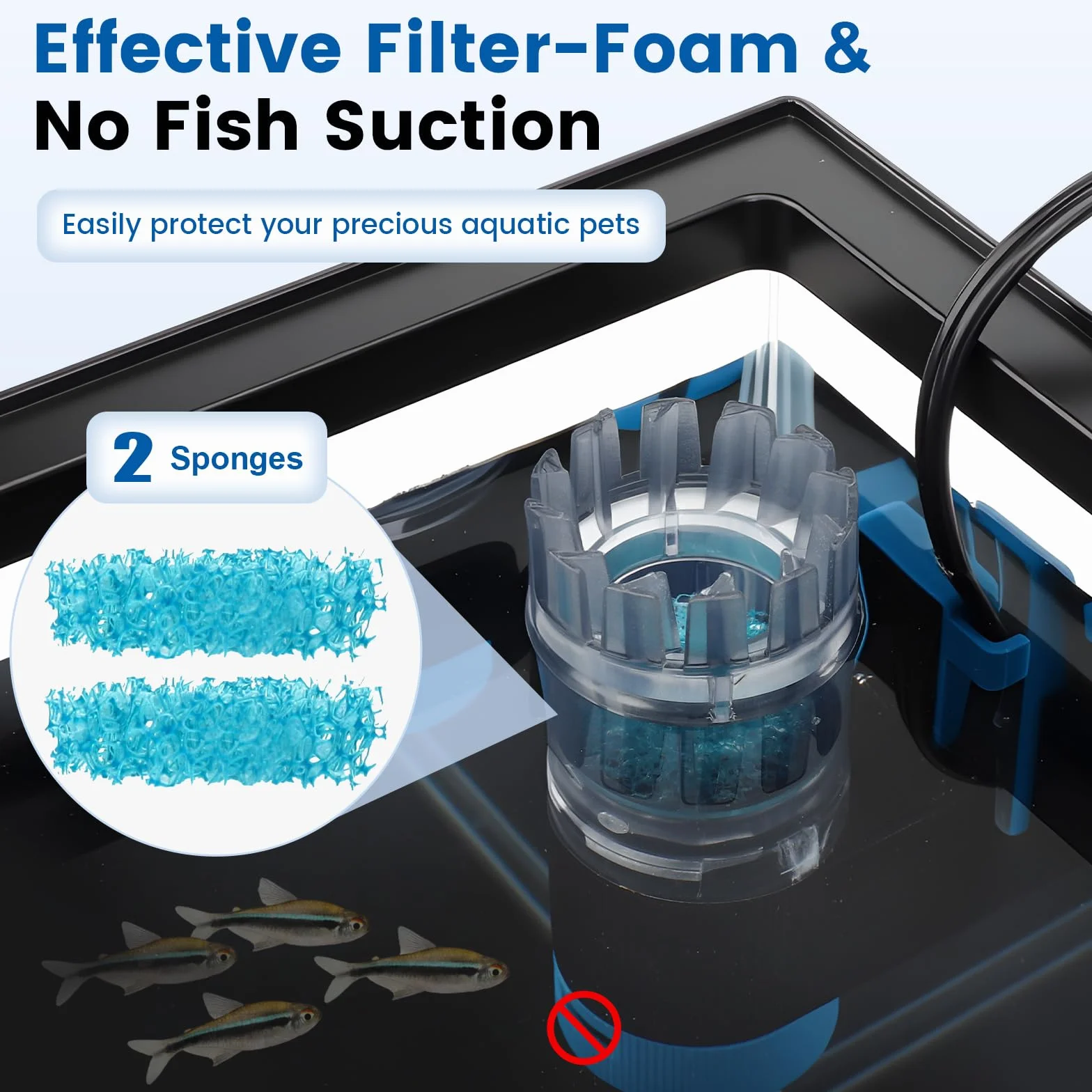 Skimmer de Surface pour Aquarium Magnétique 5W 96GPH avec Éponge Bio