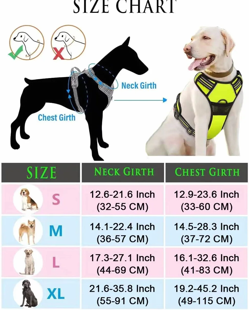 Harnais personnalisé pour chien sans traction avec nom et téléphone, résistant anti-traction anti-étouffement