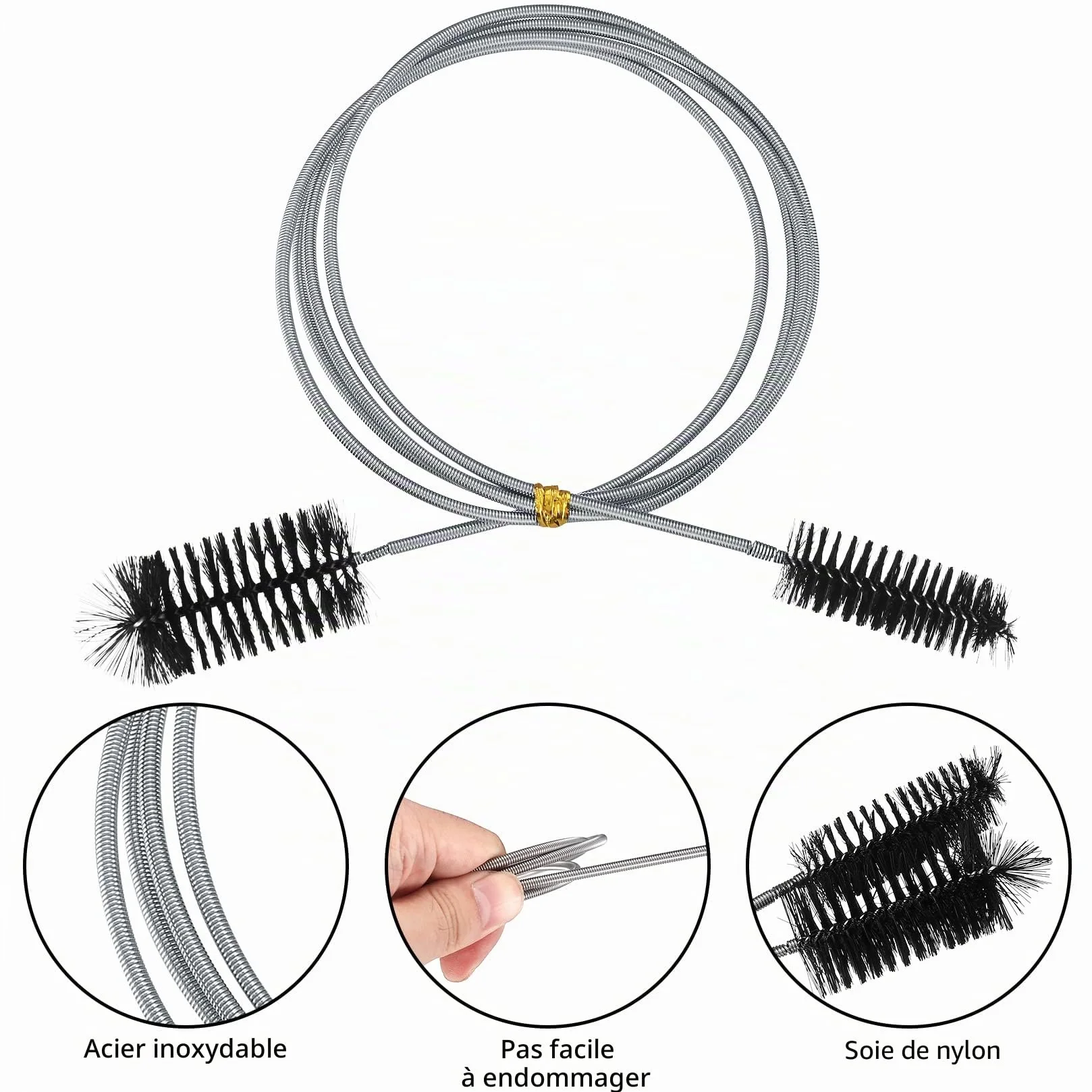 Brosse de Nettoyage pour Aquarium 4 Pièces, Brosse à Tuyau Double Extrémité et Tête Unique