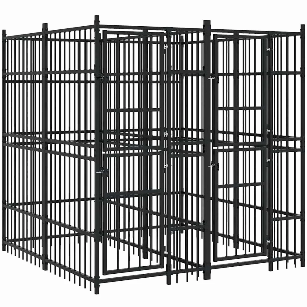 VidaXL Chenil d'Extérieur pour Chiens Acier 3,69 m² Cage Niche