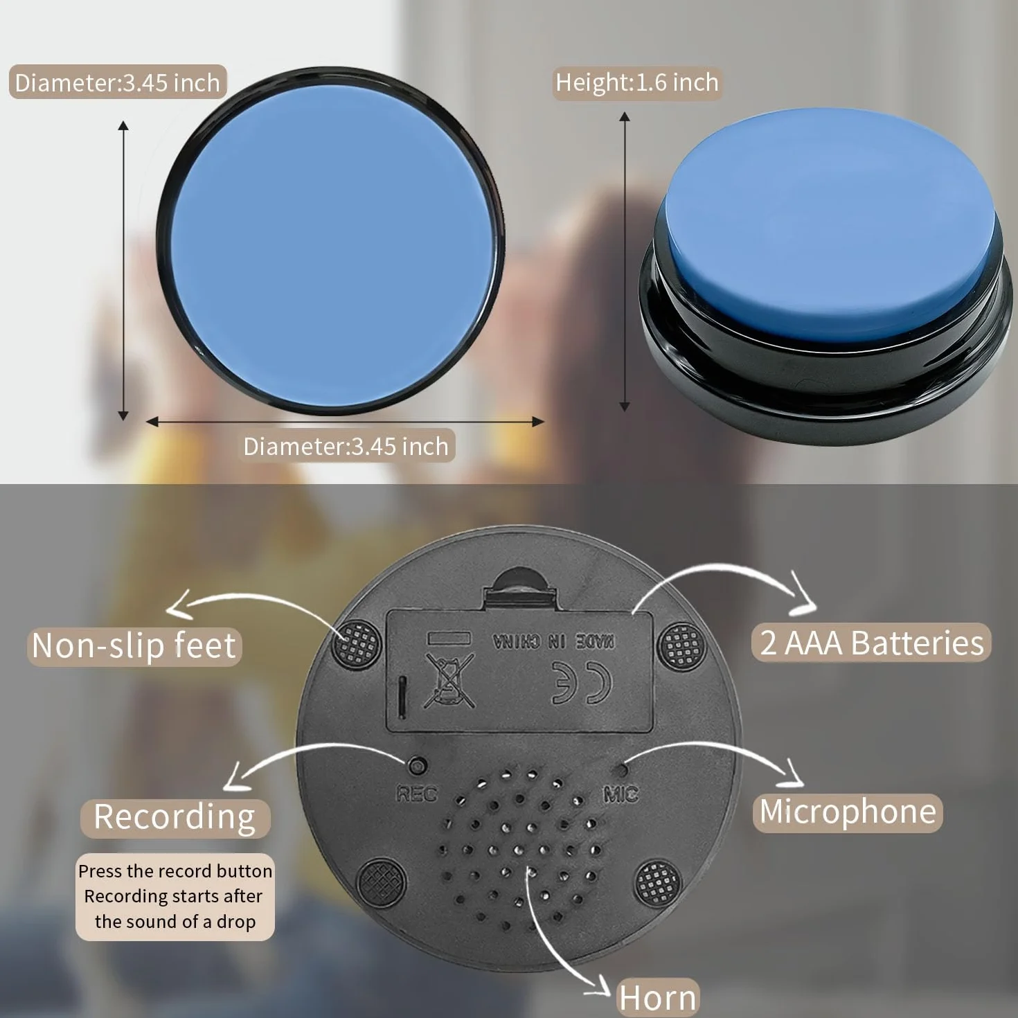 4 Boutons de Dressage pour Chien Parlant, Bouton de Communication pour Chien, Bouton Vocal avec Enregistrement de 30 Secondes, pour Apprendre à Votre Chien à Parler