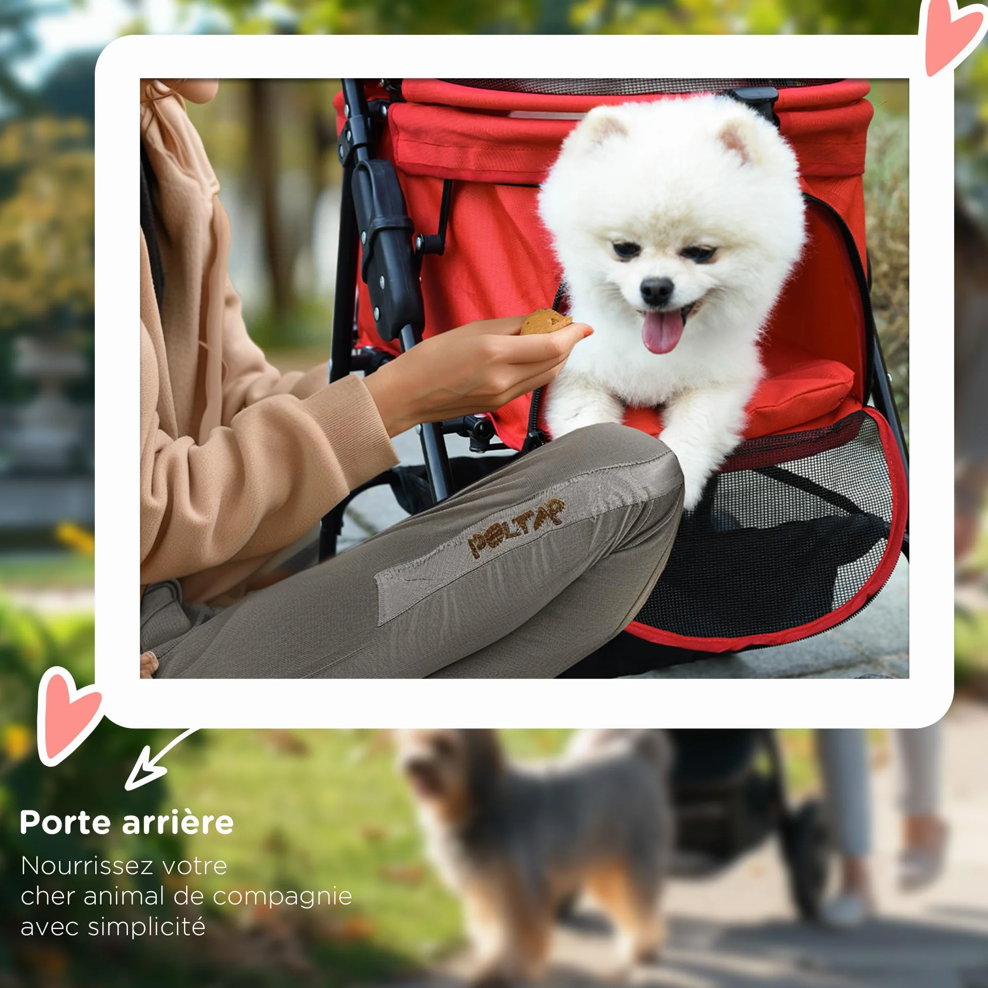 PawHut Poussette pliable pour chien chat 4 roues rouge tissu Oxford 300D imperméable porte-gobelets