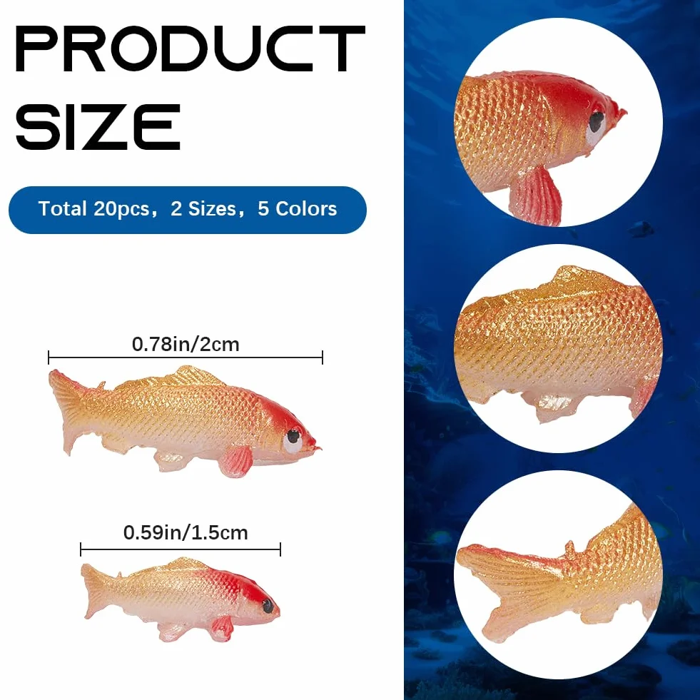 CREATCABIN Figurine Poisson Koi Miniature Plastique Ornements Décoration Réservoir Jardin