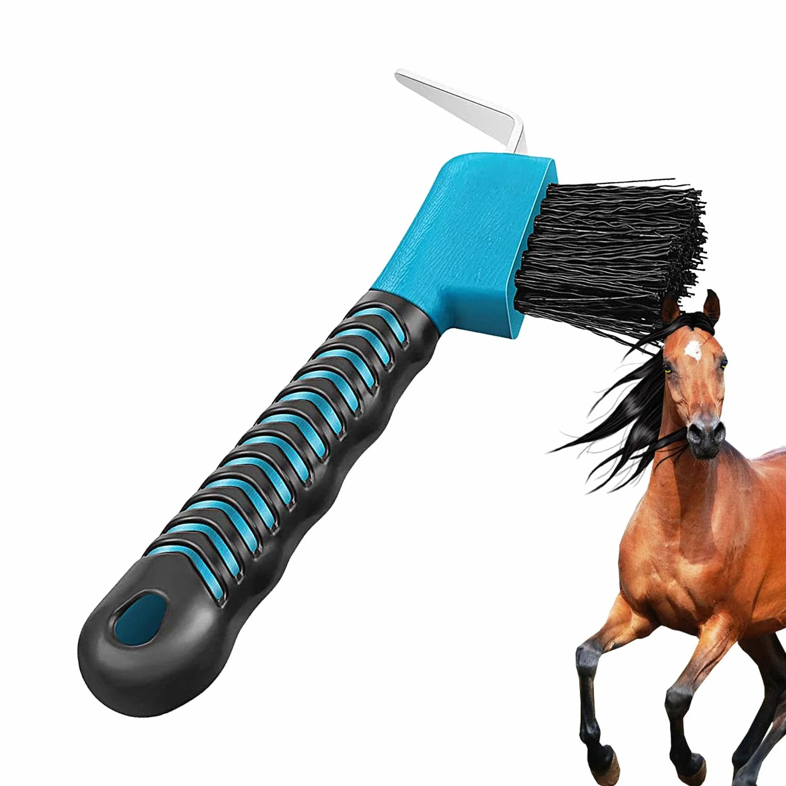 Generisch Pic à sabots de cheval - Portable - Robuste et facile à tenir - Avec pinceau et poignée douce au toucher