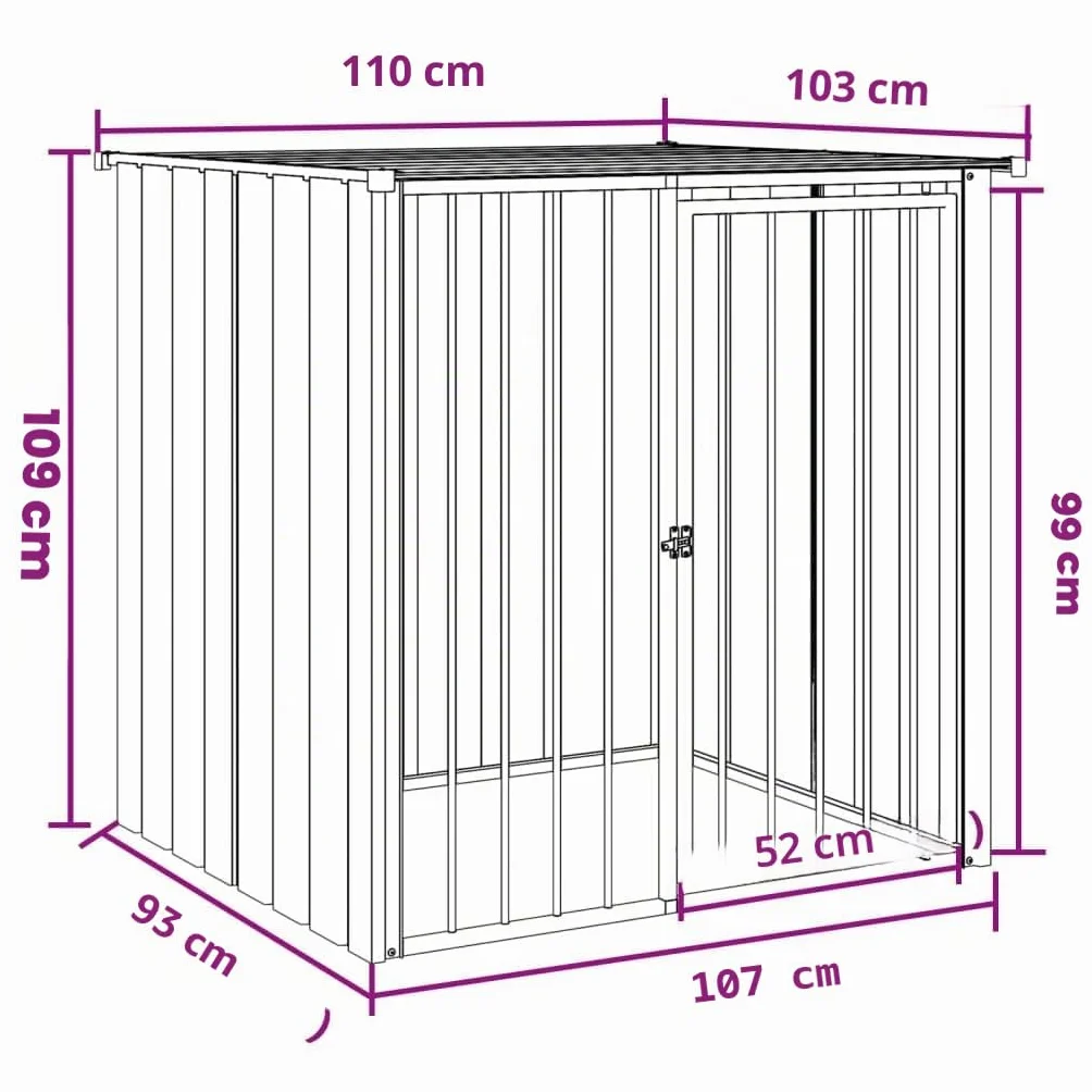 vidaXL Niche pour Chien avec Toit, Acier Galvanisé, Noir 110x103x109 cm