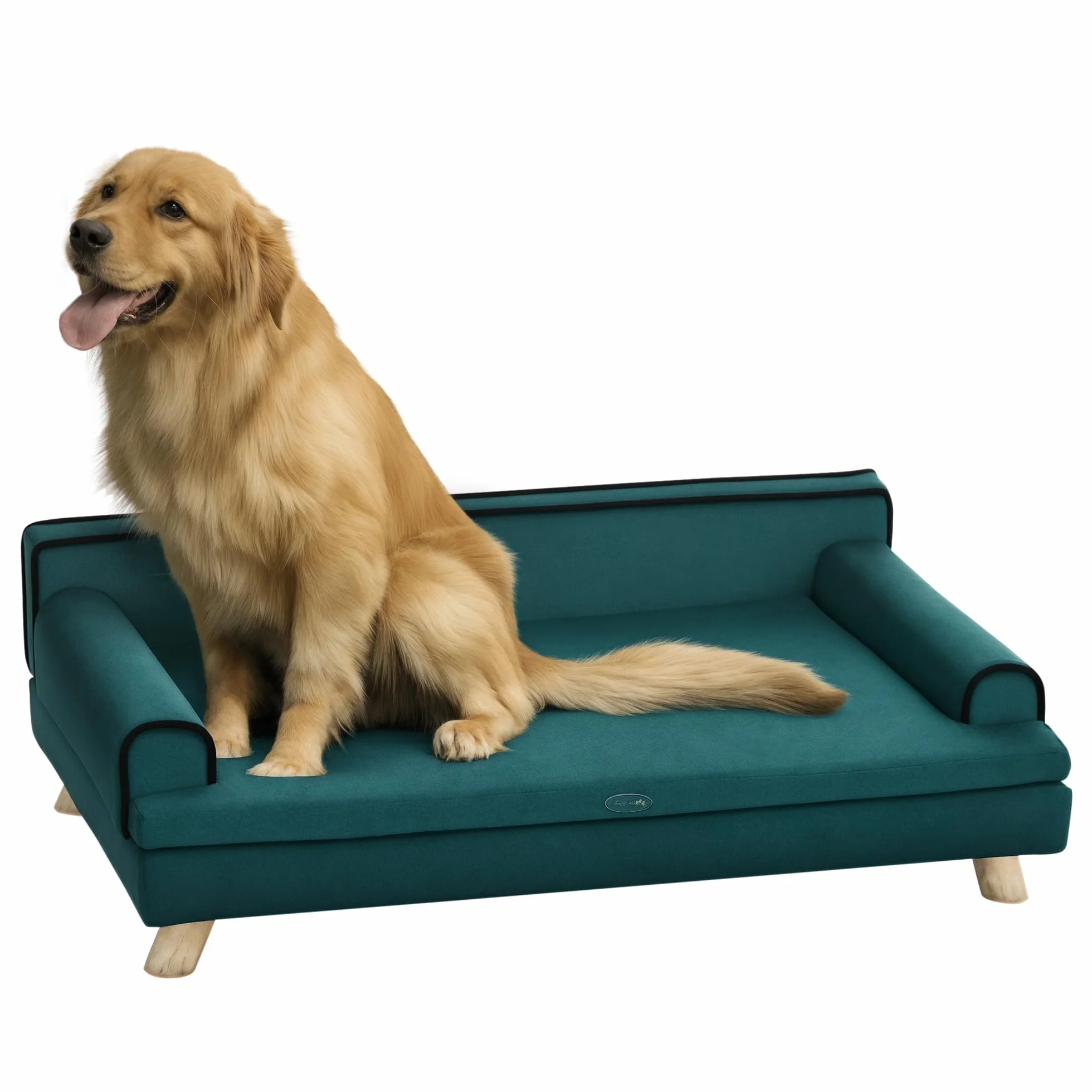 PawHut Canapé pour Chien Chat Design scandinave 100 x 62 x 32 cm Bleu Canard